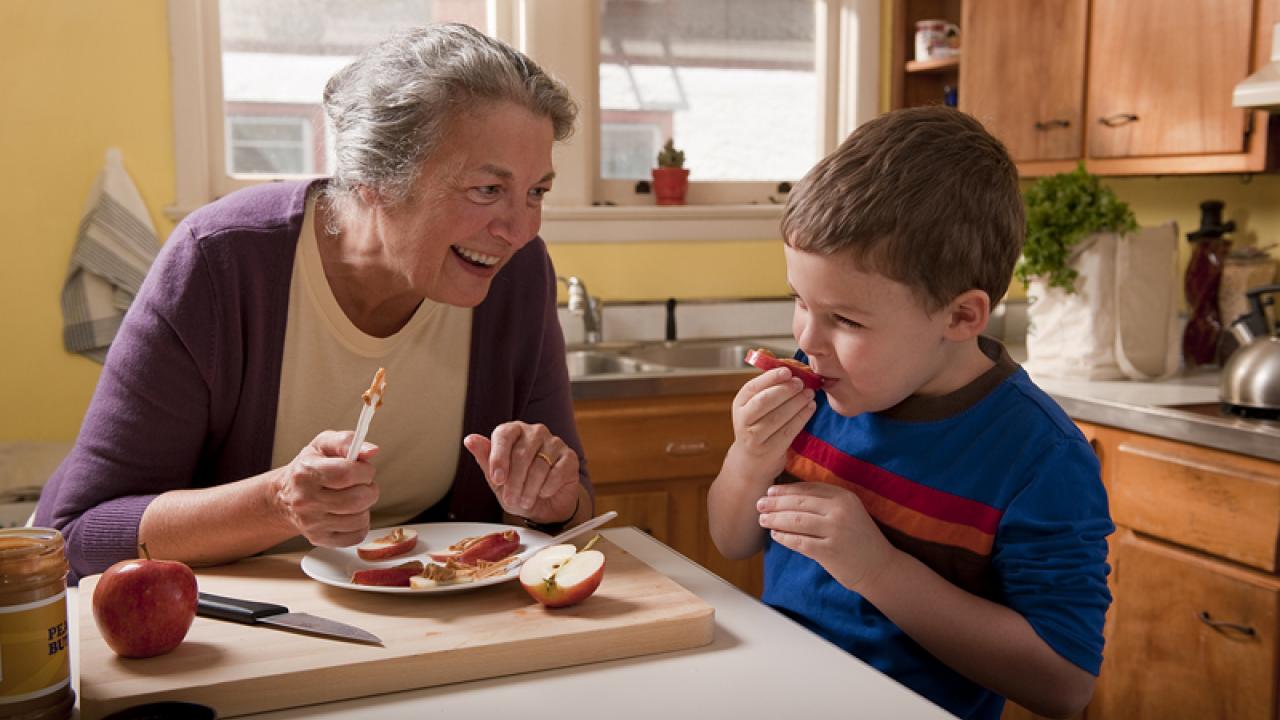 family snacking together