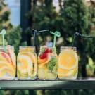 water with fun straws